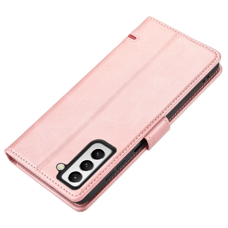 غطاء هاتف بمشبك مغناطيسي لهاتف Samsung Galaxy S23، غطاء هاتف مدمج من جلد PU بحماية كاملة مع محفظة وحامل - وردي