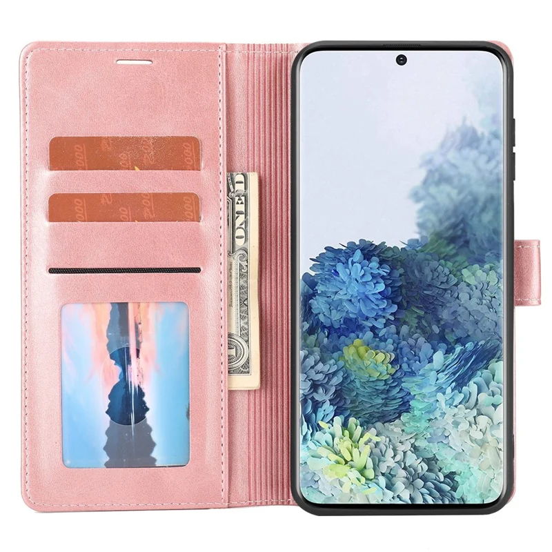 غطاء هاتف بمشبك مغناطيسي لهاتف Samsung Galaxy S23، غطاء هاتف مدمج من جلد PU بحماية كاملة مع محفظة وحامل - وردي