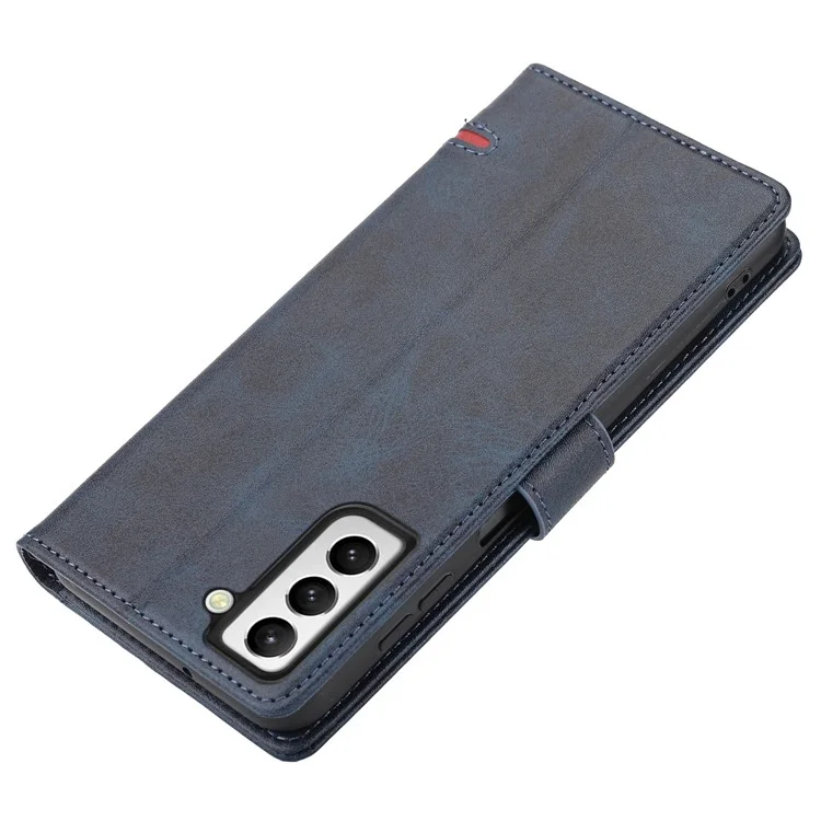 Magnetic Closing Clasp Phone Cover For Samsung Galaxy S23, Splicing PU Leather Full Protection Cell Phone Case Wallet Stand - Blue