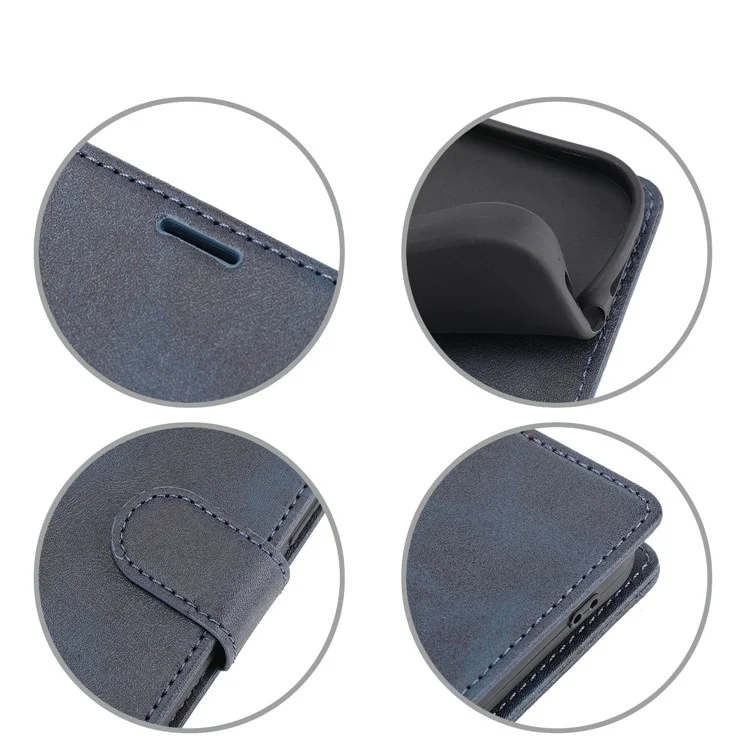 Magnetic Closing Clasp Phone Cover For Samsung Galaxy S23, Splicing PU Leather Full Protection Cell Phone Case Wallet Stand - Blue
