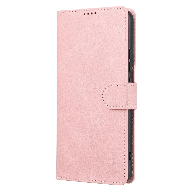 Shockproof Phone Case For Samsung Galaxy S23, PU Leather Flip Wallet Stand Magnetic Closure Smartphone Cover with Strap - Pink