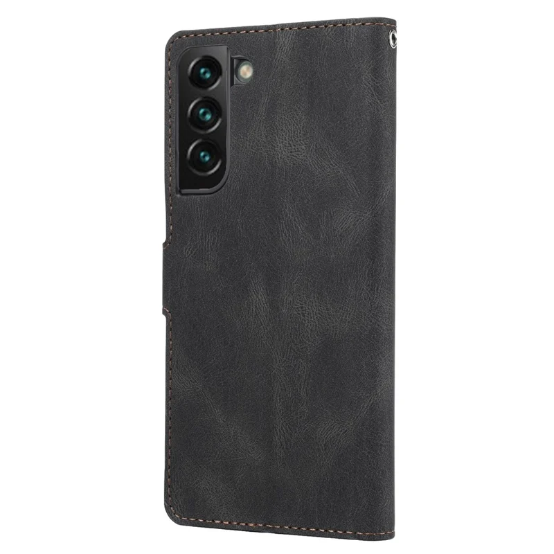 Anti-drop Magnetic Closure Phone Cover For Samsung Galaxy S23+, PU Leather Flip Phone Case Stand Wallet with Strap - Black