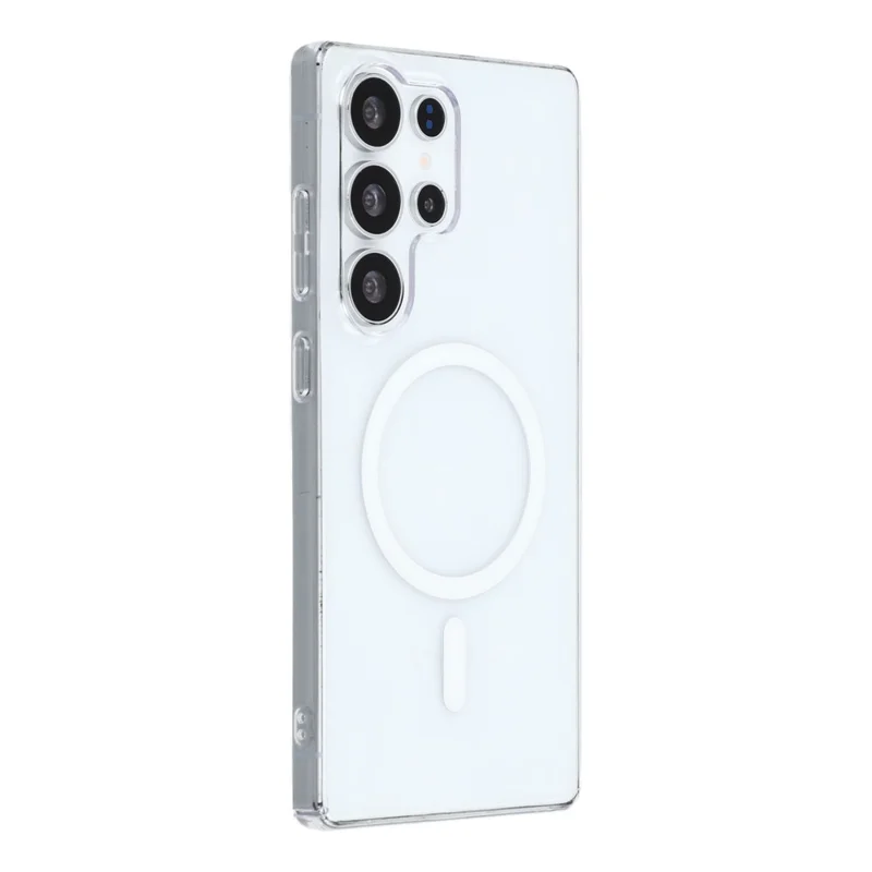 For Samsung Galaxy S25 Ultra Crystal Clear Case Compatible with MagSafe Hard PC Phone Cover - Transparent White