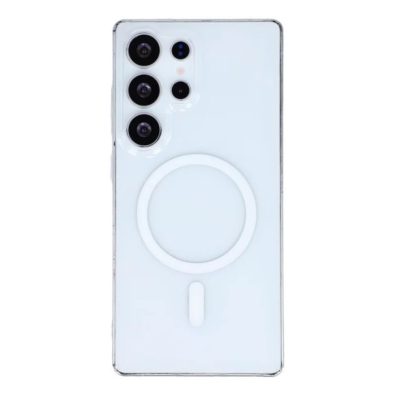 For Samsung Galaxy S25 Ultra Crystal Clear Case Compatible with MagSafe Hard PC Phone Cover - Transparent White