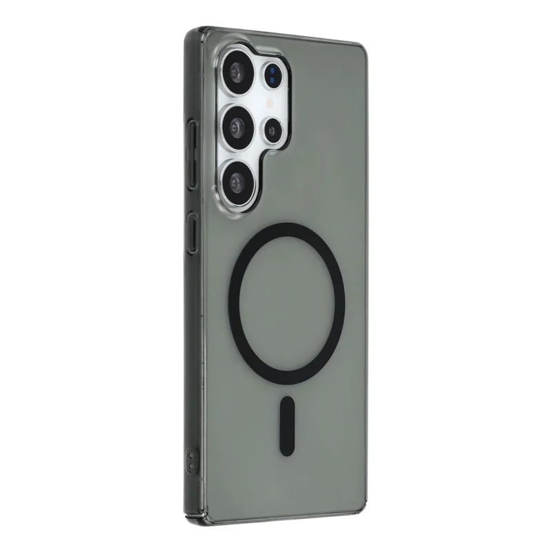 For Samsung Galaxy S24 Ultra Crystal Clear Magnetic Case Hard PC Phone Cover - Transparent Black