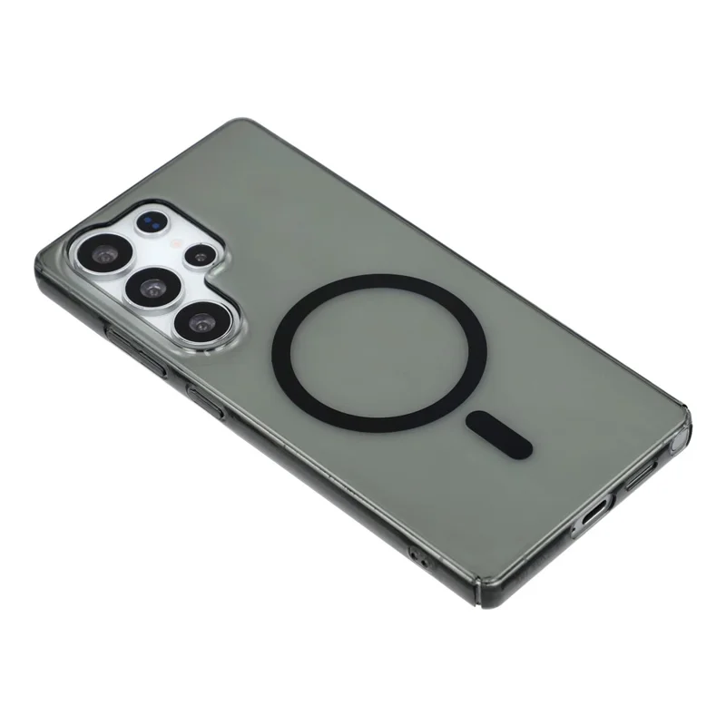 For Samsung Galaxy S24 Ultra Crystal Clear Magnetic Case Hard PC Phone Cover - Transparent Black