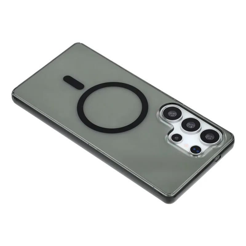 For Samsung Galaxy S24 Ultra Crystal Clear Magnetic Case Hard PC Phone Cover - Transparent Black