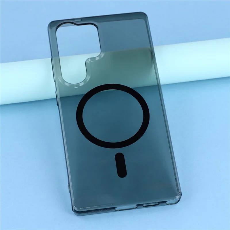 For Samsung Galaxy S24 Ultra Crystal Clear Magnetic Case Hard PC Phone Cover - Transparent Black
