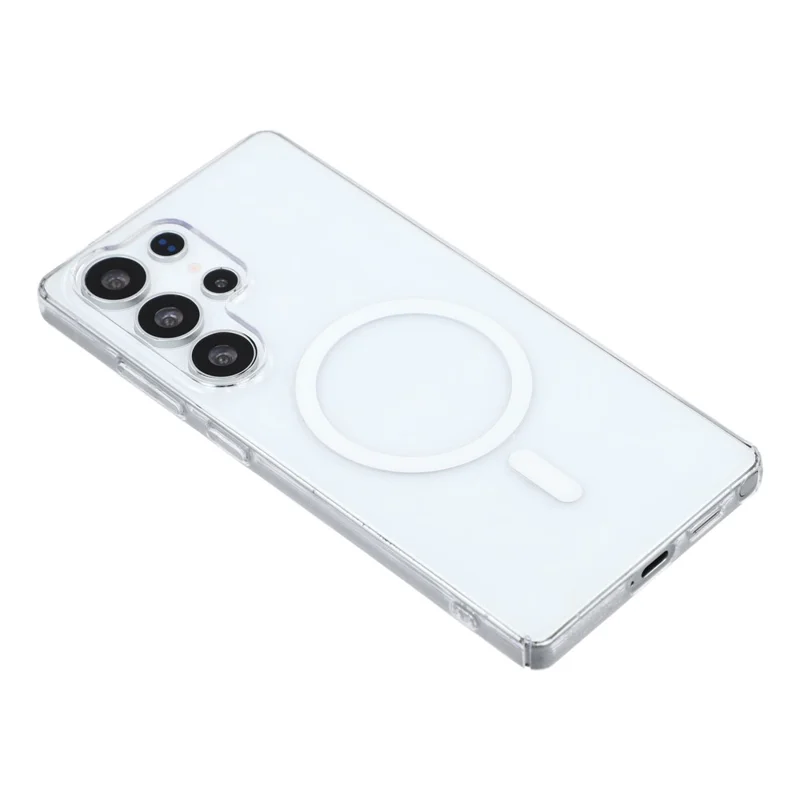 For Samsung Galaxy S23 Ultra Crystal Clear Magnetic Case Hard PC Phone Cover - Transparent White