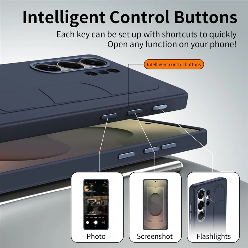 Funda para Samsung Galaxy S24 Ultra Llave inteligente Pulsera invisible Soporte para PC + Funda de silicona para teléfono - Zafiro