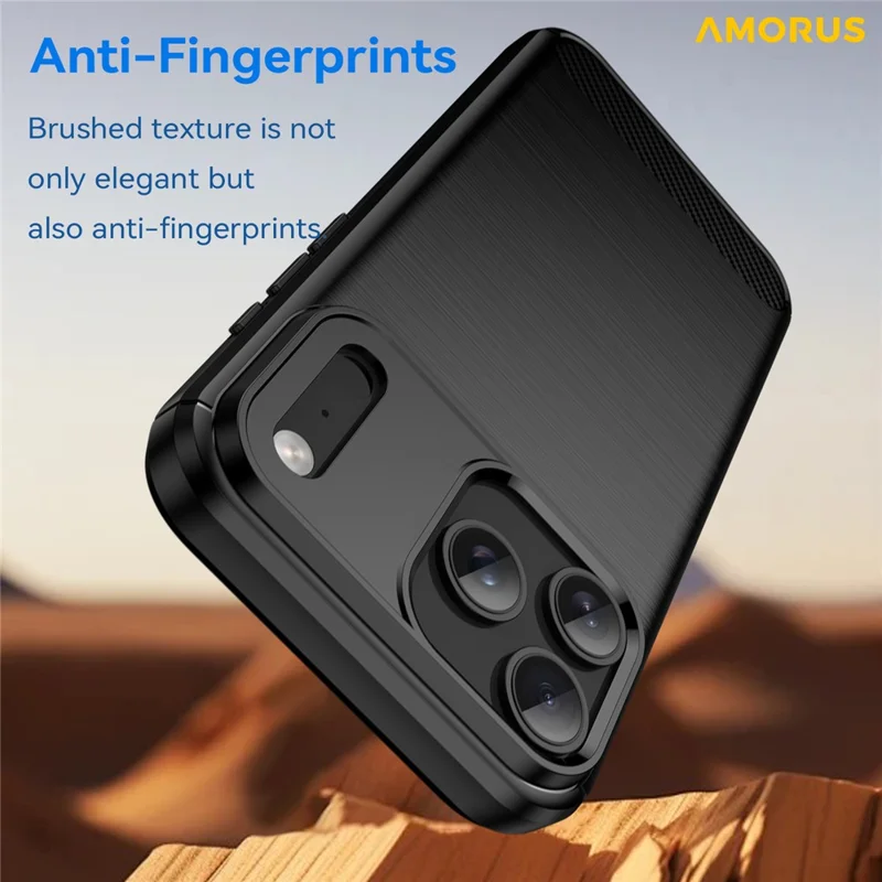 AMORUS Pour iPhone 17 Pro Max Étui Texture en Fibre de Carbone Brossée Coque de Protection - Noir