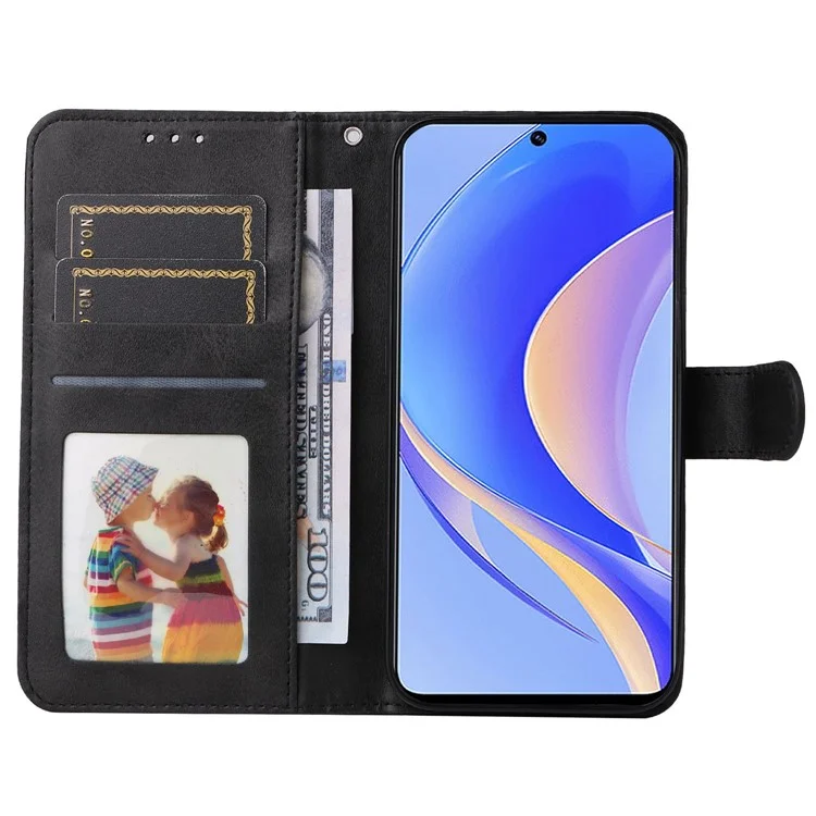 Для Huawei Enjoy 50 Pro 4G / nova Y90 4G PU кожаный кошелек-книжка с магнитным флип-чехлом, подставка, текстура телёнка, ударопрочный чехол для телефона - чёрный