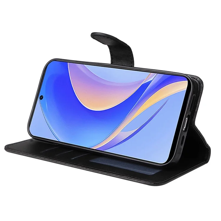 Для Huawei Enjoy 50 Pro 4G / nova Y90 4G PU кожаный кошелек-книжка с магнитным флип-чехлом, подставка, текстура телёнка, ударопрочный чехол для телефона - чёрный