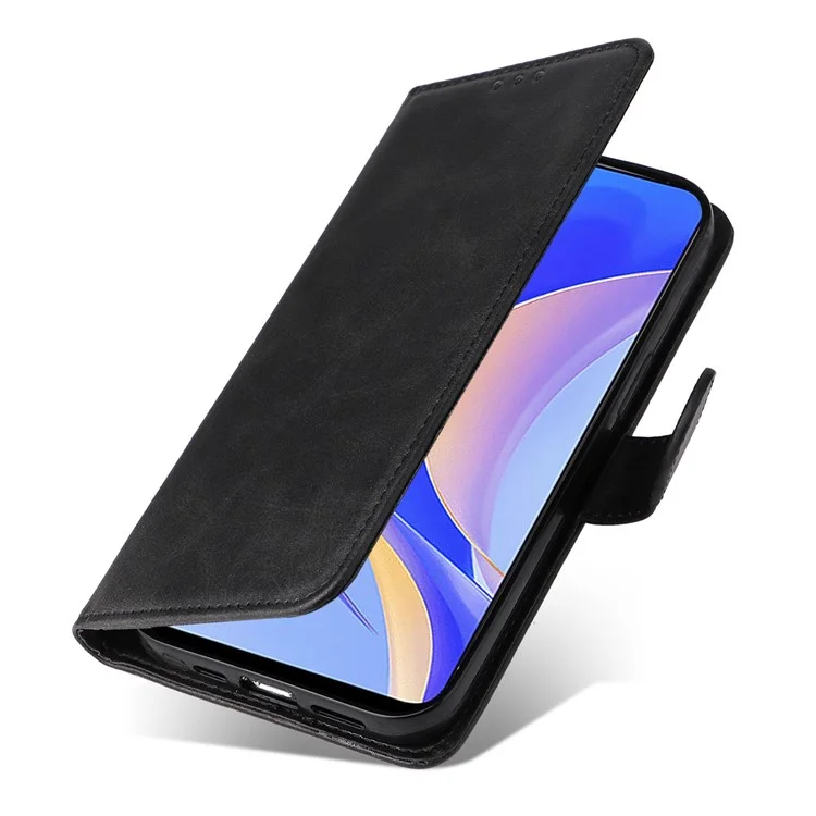 Для Huawei Enjoy 50 Pro 4G / nova Y90 4G PU кожаный кошелек-книжка с магнитным флип-чехлом, подставка, текстура телёнка, ударопрочный чехол для телефона - чёрный