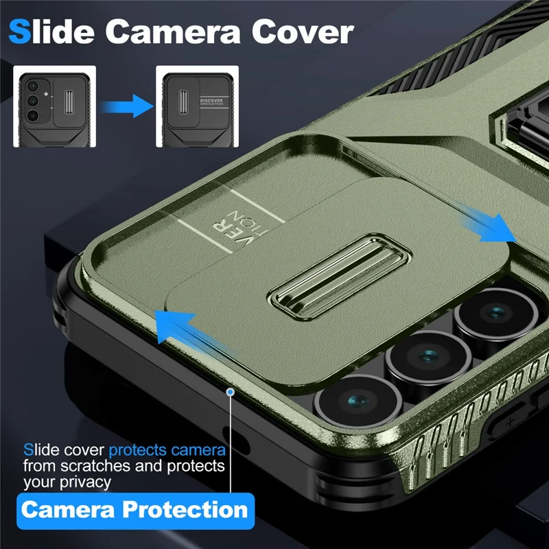 Custodia per Samsung Galaxy S25 FE Camshield Kickstand TPU + PC Anti-Scivolo Custodia per telefono - Verde