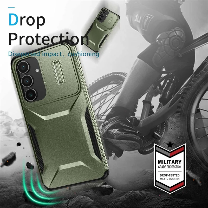 For Samsung Galaxy S25 FE Case Camshield TPU + PC Phone Cover Non-Slip Side Edge - Green