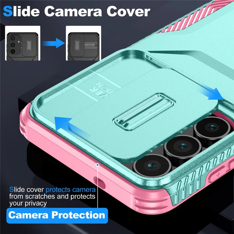 For Samsung Galaxy S25 FE Case Camshield TPU + PC Phone Cover Non-Slip Side Edge - Pink  /  Green