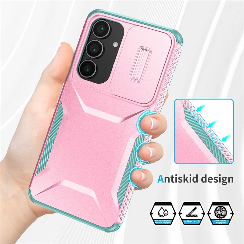For Samsung Galaxy S25 FE Case Camshield TPU + PC Phone Cover Non-Slip Side Edge - Pink  /  Green