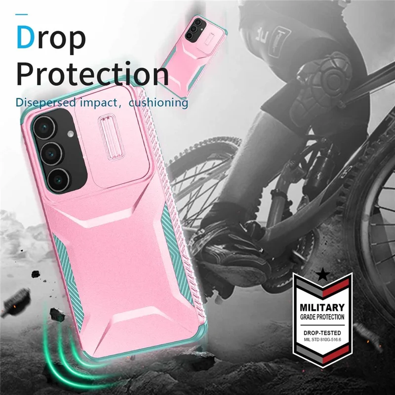 For Samsung Galaxy S25 FE Case Camshield TPU + PC Phone Cover Non-Slip Side Edge - Pink  /  Green
