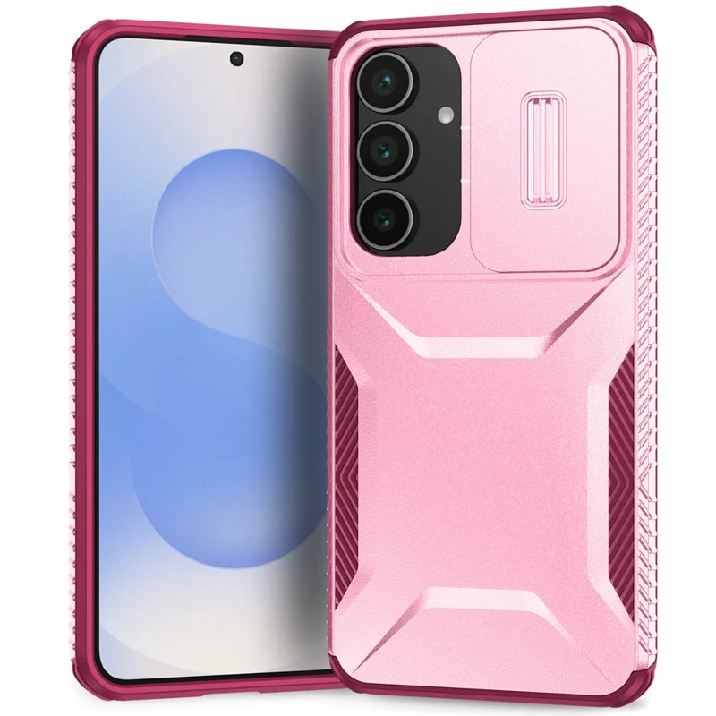 For Samsung Galaxy S25 FE Case Camshield TPU + PC Phone Cover Non-Slip Side Edge - Pink  /  Wine Red