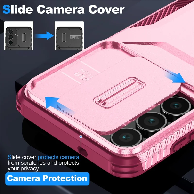 For Samsung Galaxy S25 FE Case Camshield TPU + PC Phone Cover Non-Slip Side Edge - Pink  /  Wine Red