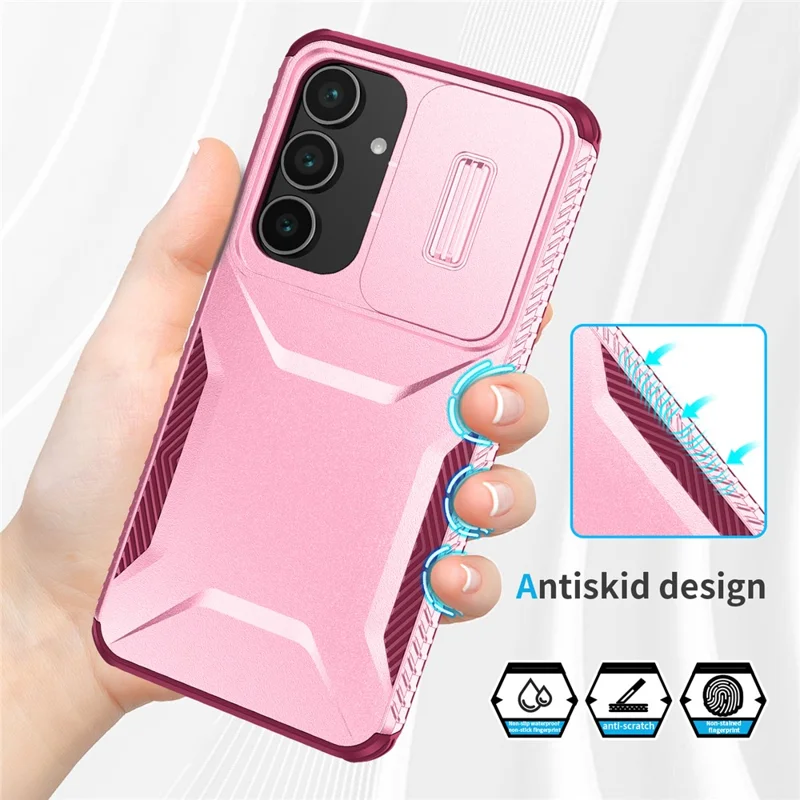 For Samsung Galaxy S25 FE Case Camshield TPU + PC Phone Cover Non-Slip Side Edge - Pink  /  Wine Red