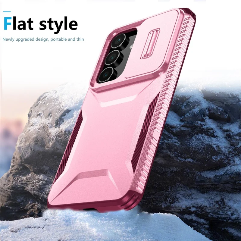 For Samsung Galaxy S25 FE Case Camshield TPU + PC Phone Cover Non-Slip Side Edge - Pink  /  Wine Red