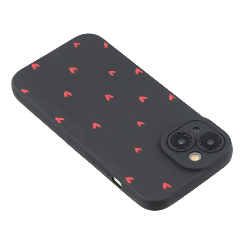 For iPhone 14 Case Heart Pattern TPU Phone Back Cover - Black / Red Hearts