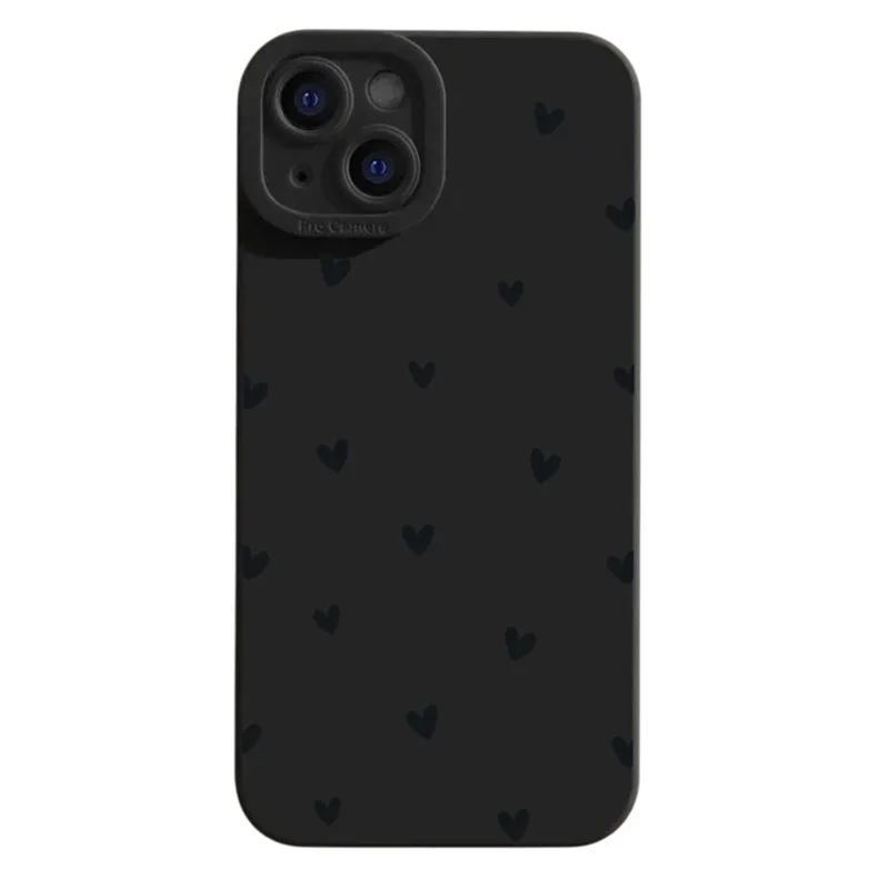For iPhone 13 Case Heart Pattern TPU Phone Back Cover - Black / Black Hearts