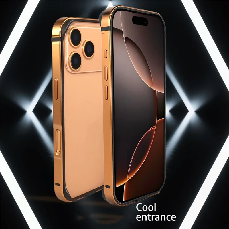 For iPhone 17 Pro Bumper Case Ultra Thin Metal TPU Phone Frame Protective Cover - Orange