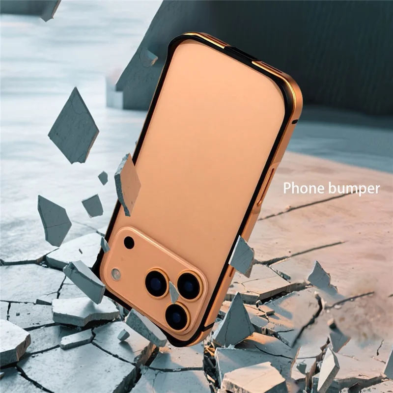 For iPhone 17 Pro Bumper Case Ultra Thin Metal TPU Phone Frame Protective Cover - Orange