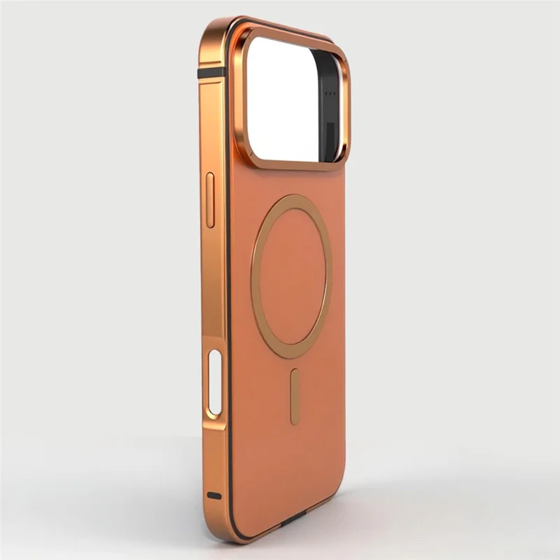 For iPhone 17 Pro Case Metal TPU Frame PC Back Phone Cover Compatible with MagSafe - Orange