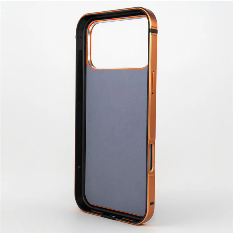 Чехол для iPhone 17 Pro Max, металлическая рамка TPU, пластиковая задняя панель, совместимый с MagSafe - оранжевый