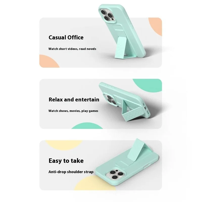 Bulk Purchasing For iPhone 14 Pro Case Drop Protection Liquid Silicone Phone Cover with Hidden Kickstand - Black