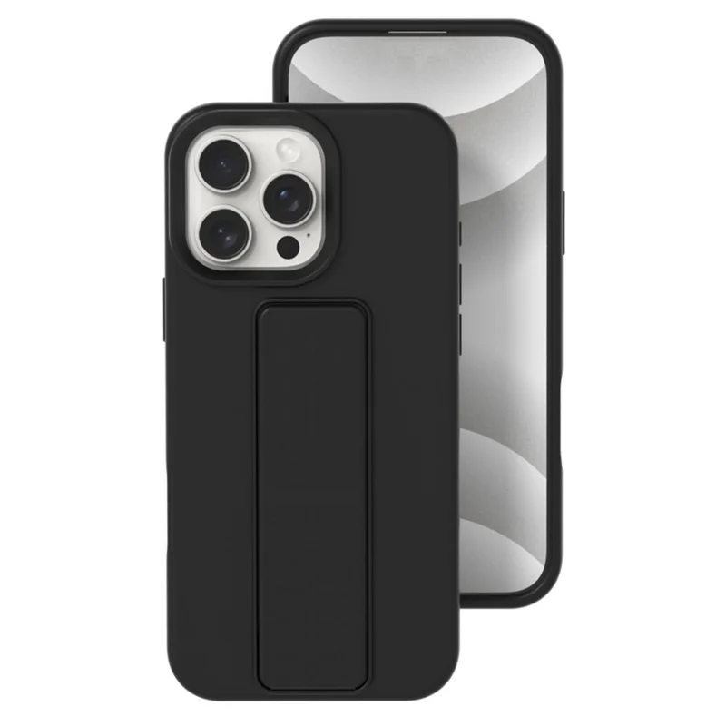 Bulk Purchasing For iPhone 13 Pro Max Case Drop Protection Liquid Silicone Phone Cover with Hidden Kickstand - Black
