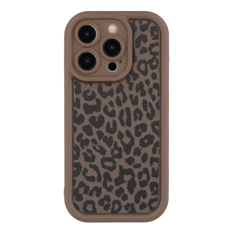 For iPhone 14 Pro Case Leopard Print TPU Shockproof Phone Cover - Coffee