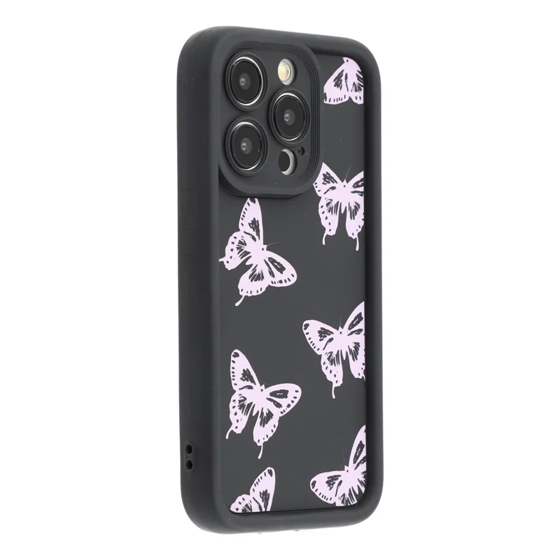 For iPhone 15 Pro Case Butterfly Print TPU Shockproof Phone Back Cover - Pink