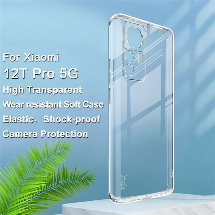 IMAK UX-5 Series для Xiaomi 12T Pro 5G Гибкий чехол из ТПУ Прозрачный противоударный чехол для мобильного телефона - Прозрачный