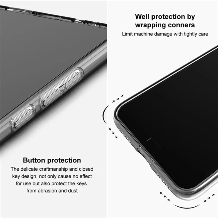 IMAK UX-5 Series для Xiaomi 12T Pro 5G Гибкий чехол из ТПУ Прозрачный противоударный чехол для мобильного телефона - Прозрачный