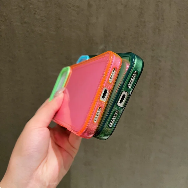 Étui iPhone 17 Pro Max Transparent Couleurs Contrastées Antichoc TPU Coque Arrière de Téléphone - Rose