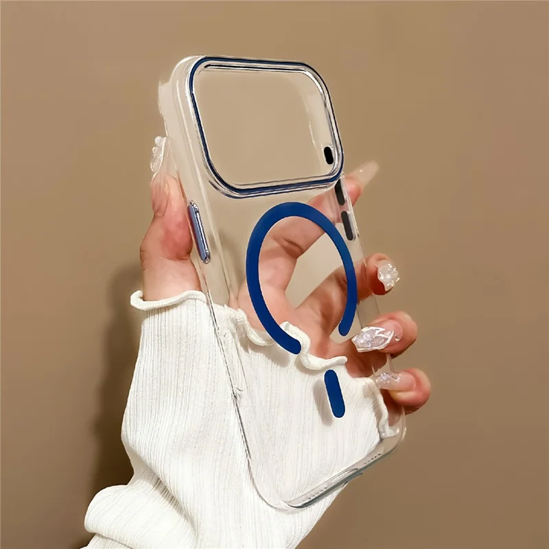 Funda para iPhone 17 Pro Max compatible con MagSafe Cubierta trasera de PC duro con correa para la muñeca - Zafiro