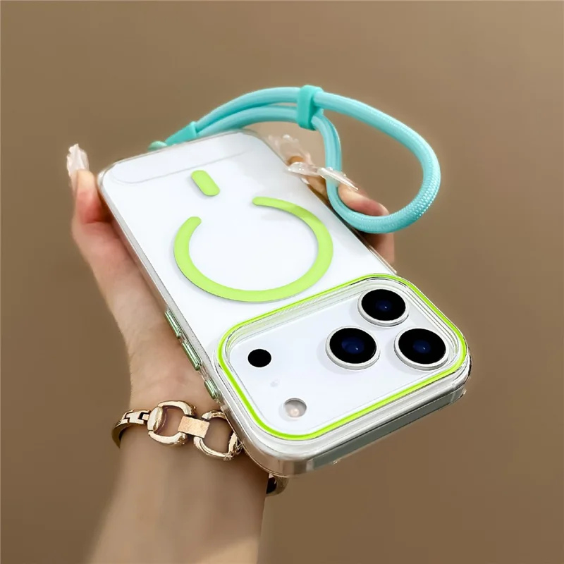 Funda para iPhone 17 Pro Max compatible con MagSafe Cubierta trasera de PC duro con correa para la muñeca - Zafiro