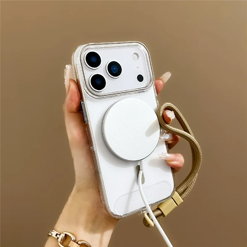 For iPhone 17 Pro Case Compatible with MagSafe Hard PC Phone Back Cover with Wrist Strap - Sapphire