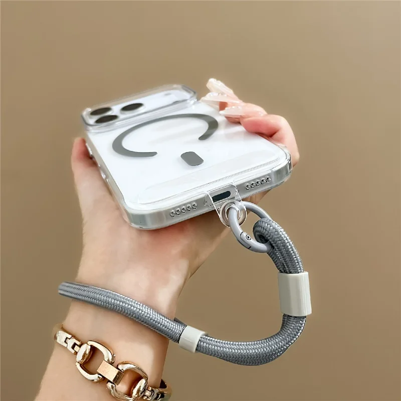 For iPhone 17 Pro Case Compatible with MagSafe Hard PC Phone Back Cover with Wrist Strap - Sapphire