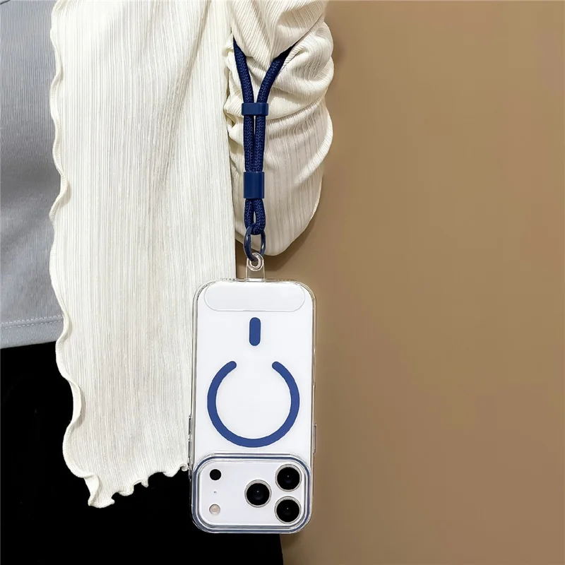 For iPhone 17 Pro Case Compatible with MagSafe Hard PC Phone Back Cover with Wrist Strap - Sapphire