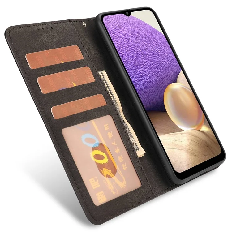 Для Samsung Galaxy A22e / A23e / A23s / A23 5G (японская Версия) PU Кожаная Подставка Для Телефона. Защитная Крышка Защиты с Прицелом с Ремешком с Ремешком - Черный