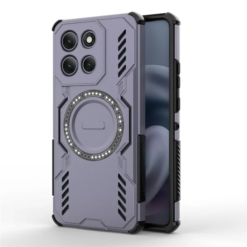 Funda magnética para Motorola Moto G86 Power 5G, armadura de mariposa, disipación de calor hueca, PC + TPU, funda de teléfono - Púrpura