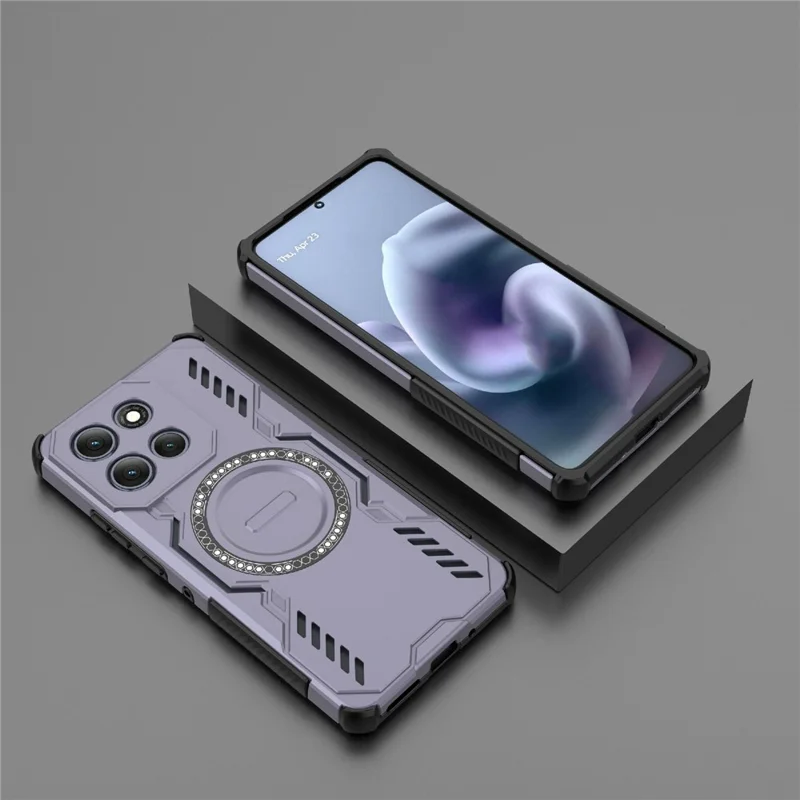 Funda magnética para Motorola Moto G86 Power 5G, armadura de mariposa, disipación de calor hueca, PC + TPU, funda de teléfono - Púrpura