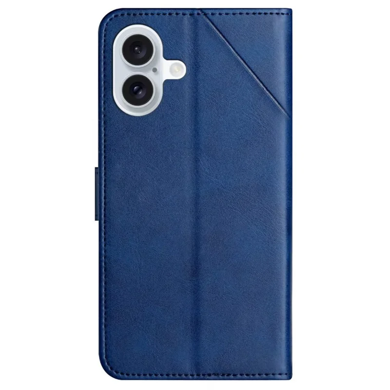 Étui de téléphone portable en cuir avec motif de ligne et dragonne - Bleu