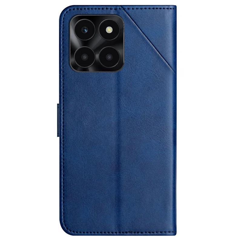 Кожаный чехол для Honor X6c 4G / X6b 4G / X6a 4G / X5b / X5b Plus Линейный узор Кошелек Чехол для телефона с ремешком на запястье - Синий